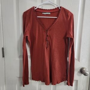 Vintage orange lightweight waffle Knit Henley y2k twilight Bella swan ALT Large